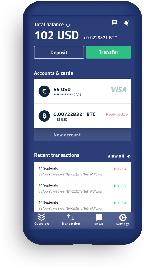 Банковское приложение с криптовалютой Банковское приложение с криптовалютой
