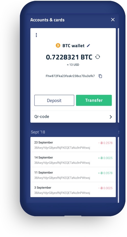 Банковское приложение с криптовалютой Банковское приложение с криптовалютой